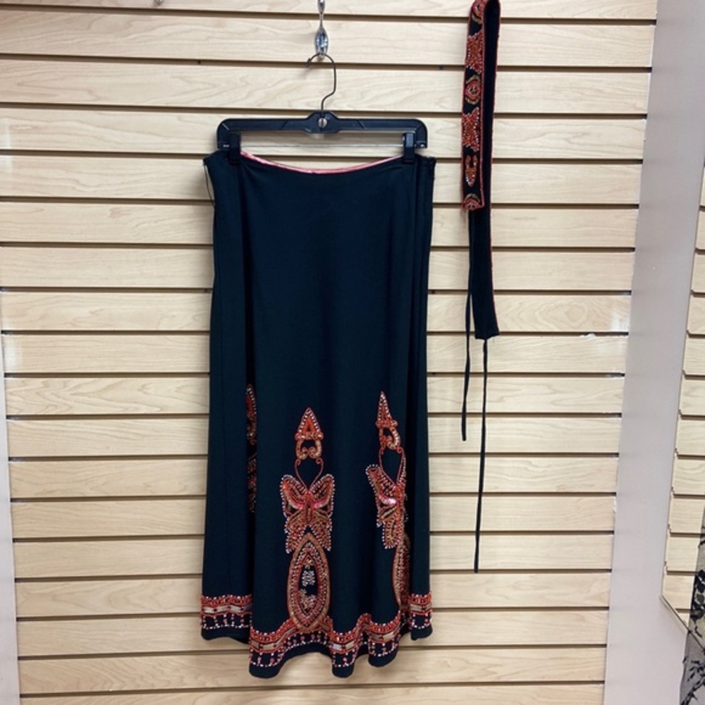 Basil & Maude Amazing handcrafted Coral skirt with belt Size 12